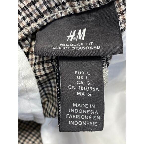 H&M Cream Plaid Checkered High Rise Drawstring Skinny Ankle Trousers Pants Sz L - Picture 4 of 4